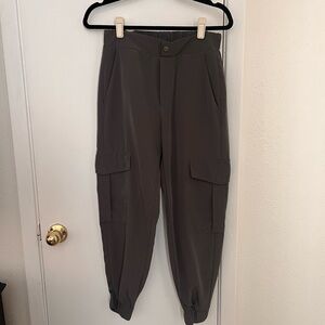 Zara Green Track Pants with Elastic Waistband and Cuffs